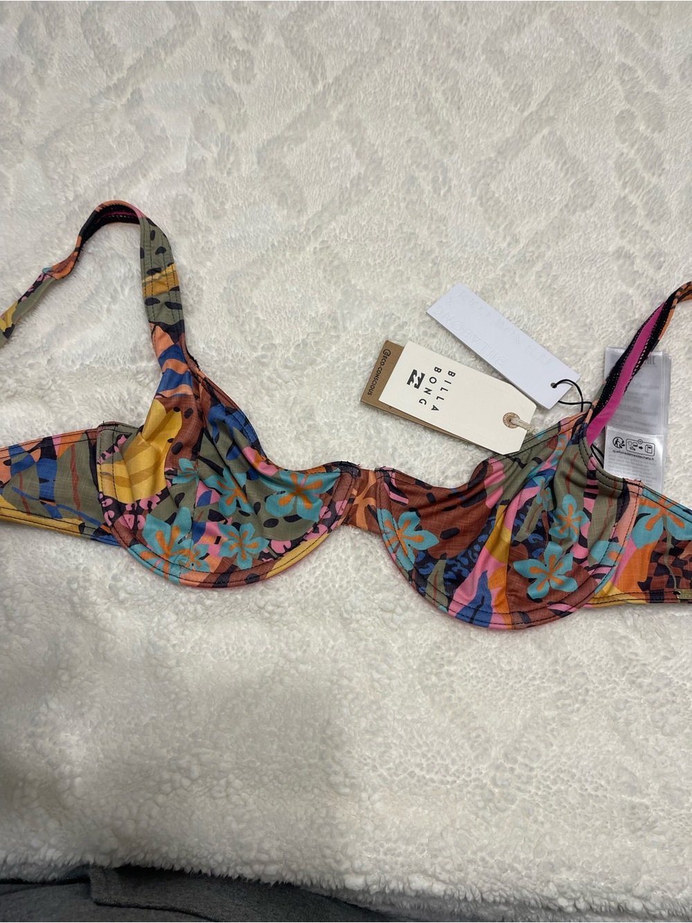Billabong Multicolor Floral Underwire Bra - Blue, Pink, Yellow, Green, Brown